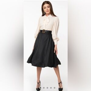 Unique Vintage Black A-Line Skirt